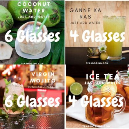 Assortment of Premix for Coconut Water , Ganne Ka Ras , Ice Tea and Virgin Mojito - Just add water